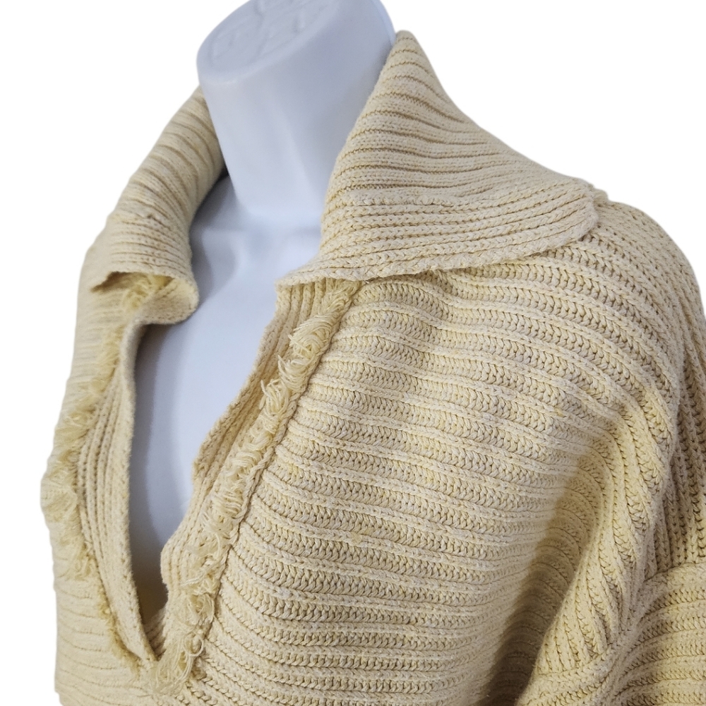 Free People Marlie Pullover Oversized Cropped Women's Beige Knit Sweater XS - Picture 5 of 11